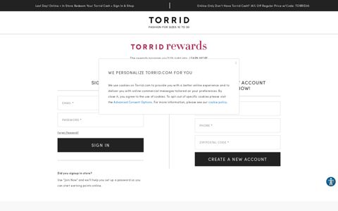 Account Sign In & Torrid Rewards Sign Up | Torrid