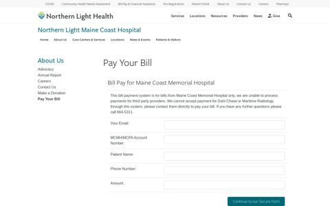 Bill Pay for Maine Coast Memorial Hospital - Northern Light ...