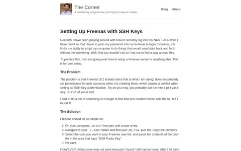 Setting Up Freenas with SSH Keys – The Corner – A ...