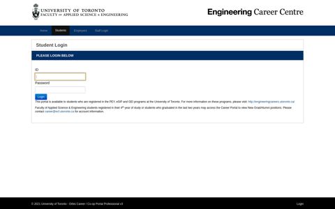 Student Login - UofT Engineering Career Centre