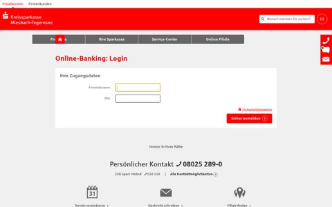Login Online-Banking - Kreissparkasse Miesbach-Tegernsee