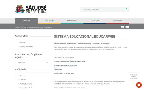 sistema educacional educarweb - Prefeitura Municipal de São ...