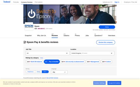 Working at Epson: employee reviews about Pay & benefits ...