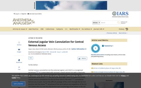 External Jugular Vein Cannulation for Central Venous Access ...
