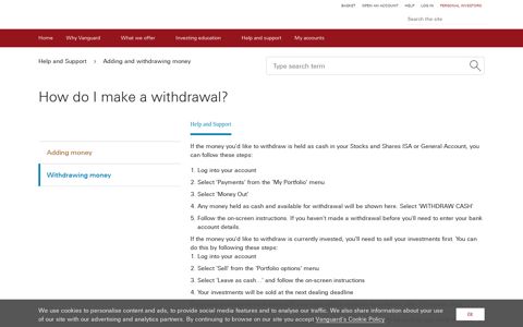 How do I make a withdrawal? | Vanguard UK Investor