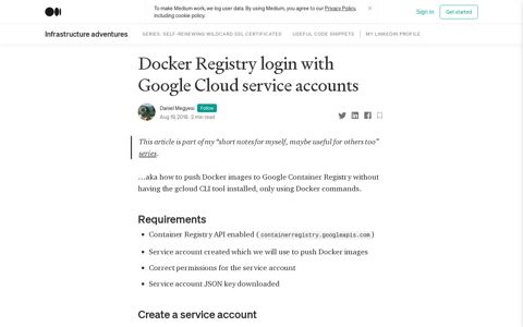 Docker Registry login with Google Cloud service accounts | by ...