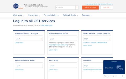 Log in to all GS1 services - GS1 Australia