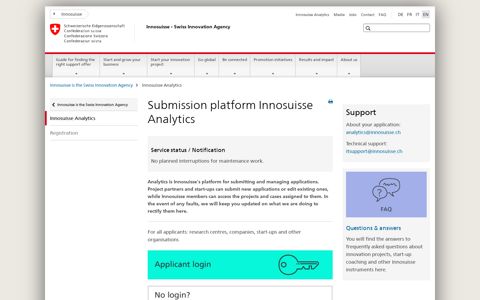 Innosuisse submission platform