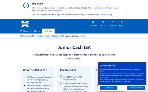 Junior Cash ISA | ISAs | Halifax UK