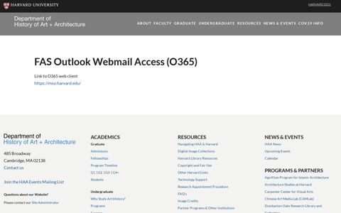 FAS Outlook Webmail Access (O365) | Department of History ...