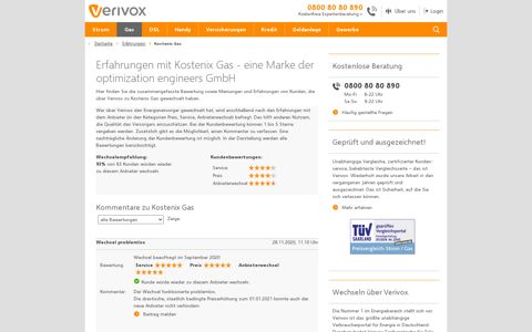 Kostenix Gas: Meinungen, Erfahrungen, Bewertungen - Verivox
