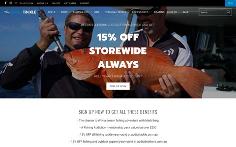 15% off Fishing Addiction Sign Up - Addict Tackle