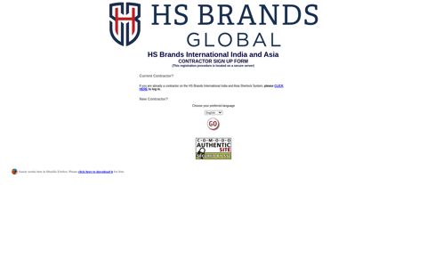 HS Brands International India and Asia - Shopper Sign Up