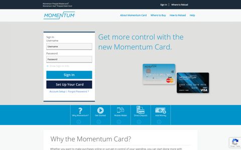 The Momentum Reloadable Prepaid Card