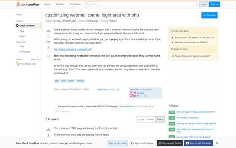 customizing webmail cpanel login area with php - Stack ...
