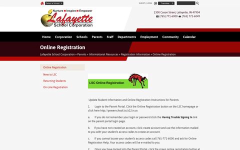 Online Registration - Lafayette School Corporation