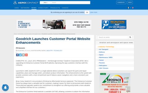 Goodrich Launches Customer Portal Website Enhancements