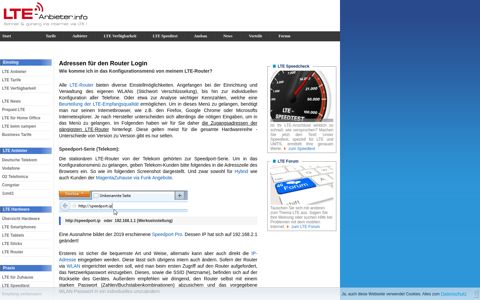 Router-Logins für LTE-Kunden - LTE-Anbieter.info