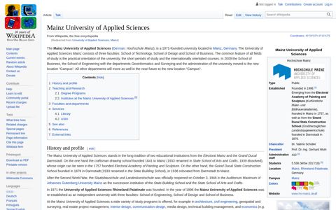 University of Applied Sciences, Mainz - Wikipedia
