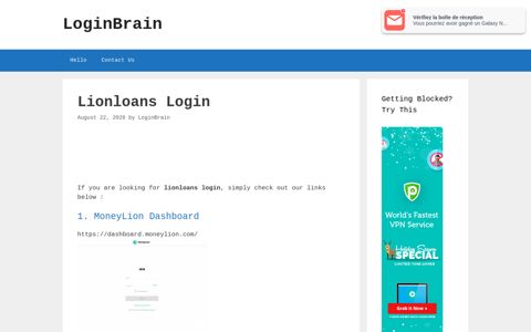 Lionloans - Moneylion Dashboard - LoginBrain