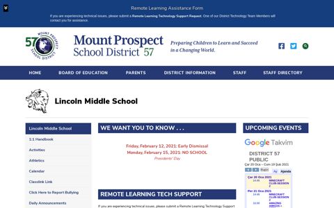 Lincoln Middle School - Mount Prospect School District 57
