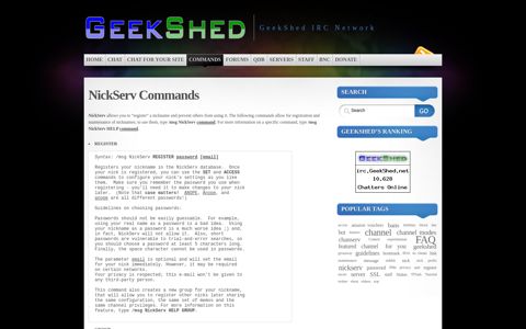 NickServ Commands « GeekShed IRC
