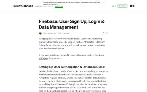 Firebase: User Sign Up, Login & Data Management | by ...