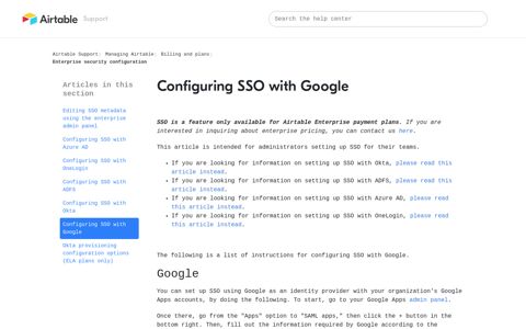 Configuring SSO with Google – Airtable - Support