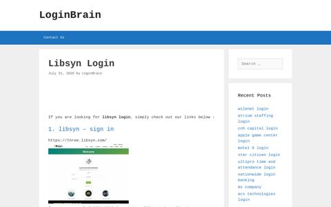 Libsyn - Libsyn - Sign In - LoginBrain