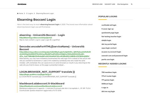 Elearning Bocconi Login ❤️ One Click Access - iLoveLogin