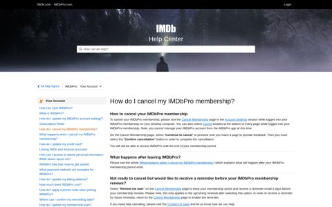 How do I cancel my IMDbPro membership? - IMDb | Help