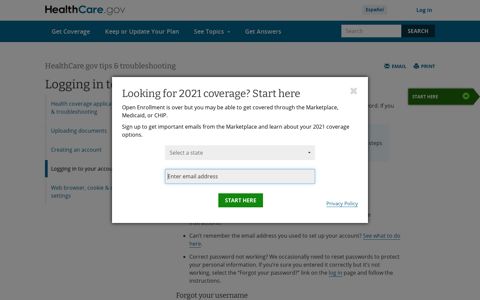 How to log in to your Marketplace account | HealthCare.gov