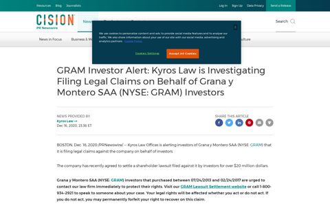 GRAM Investor Alert: Kyros Law is Investigating Filing Legal ...