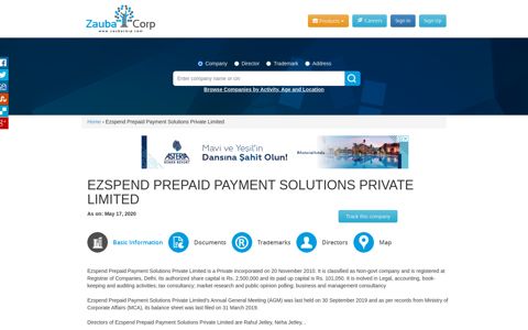 EZSPEND PREPAID PAYMENT SOLUTIONS PRIVATE ...