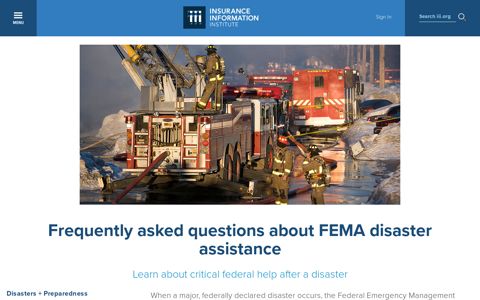 Frequently asked questions about FEMA disaster assistance | III