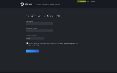 Create Your Account - Steam