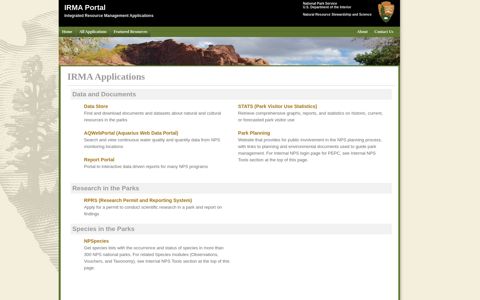 Portal - IRMA Applications - NPS IRMA Portal - National Park ...