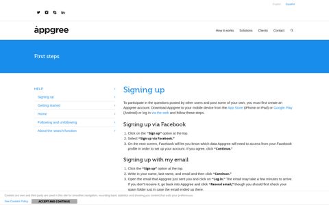 Signing up - Appgree