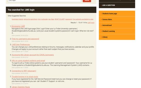 You searched for: LMS login - ASK La Trobe