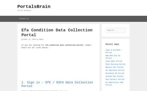 Efa Condition Data Collection Portal - PortalsBrain - Portal Database