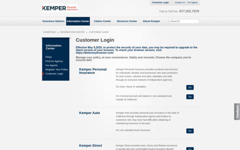 Kemper Personal and Commercial Lines - Customer Login