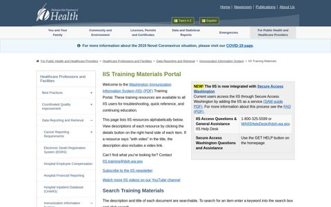 IIS Training Materials Portal :: Washington State Department of ...
