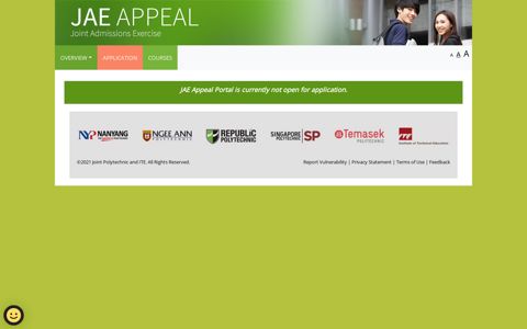 JAE Appeal Portal is currently not open for application.