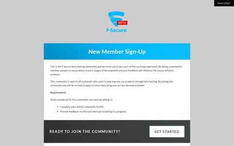 New Member Sign-Up - F-Secure