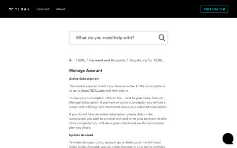 Manage Account – TIDAL