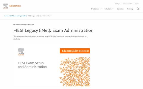 HESI Legacy (iNet): Exam Administration - Elsevier Education