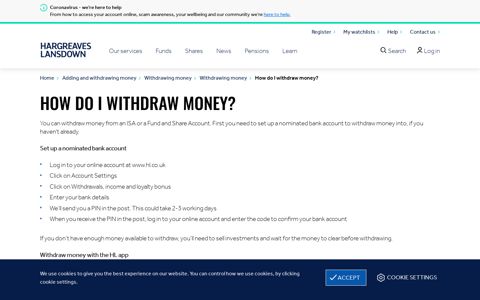 How do I withdraw money? - Hargreaves Lansdown