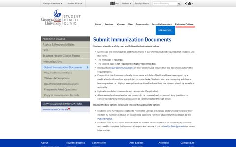 Submit Immunization Documents - Student Health Clinic