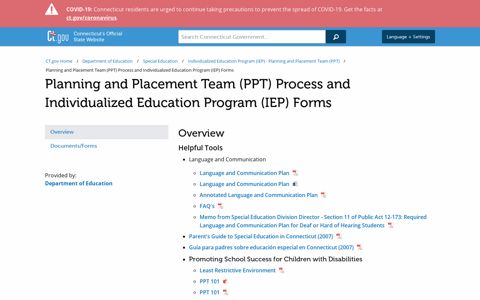 Planning and Placement Team (PPT) Process and ... - CT.gov