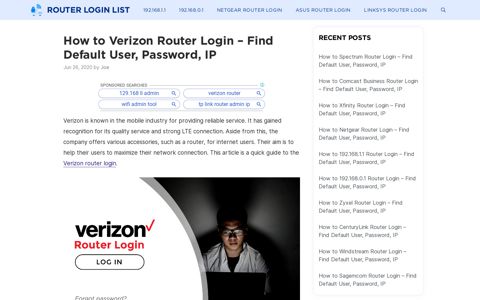 How to Verizon Router Login - Find Default User, Password, IP